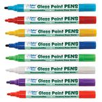 Baker Ross AX935 Rainbow Coloured Glass Paint Pens - Pack of 8, Arts and Crafts Supplies, Acrylic Markers for Kids, Paint Markers for Children, Rainbow