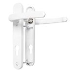 UPVC Door Handles Set - White - Lever/Lever - 92mm PZ (Centres) - 122mm Screw to Screw - Backplate 212mm X 34mm- White Replacement- PVC Door Handle