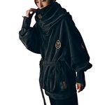 XYXIONGMAO Men's Black Futuristic Techwear Streetwear Hoodies Japanese Hip Hop Kanji Designer Baggy Hoodie, Black, X-Large