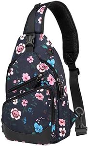 Sling Bag for Women,VASCHY Water Resistant Shoulder bag Lightweight Crossbody Backpack Chest Bag for Hiking/Sports/Travel/Outdoor Navy Floral