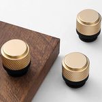Westablize 12 Pack 1 Inch Cabinet Knob Gold and Black Knurled Knob for Drawer Knob Cupboard Aluminum Knob 6226 Cabinet Handles (1 Inch, Set of 12, Gold and Black)