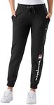 Champion Women's Joggers, Powerblend, Fleece Joggers, Sweatpants for Women, 29" (Reg. or Plus), Black Script, Medium