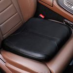 QYILAY Leather Car Memory Foam Heightening Seat Cushion for Short People Driving, Hip(Coccyx/Tailbone) and Lower Back Pain Relief Butt Pillows, Adult Booster Seat for Car,Truck,SUV.(Black)