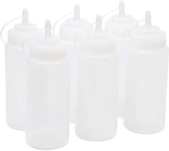 Plastic Condiment Squeeze Bottles with Tipped Caps (Clear, 16 oz, 6 Pack)