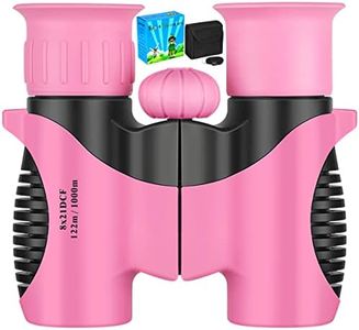 Compact Mini Binoculars for Kids – 8x21 Zoom Kids Binoculars Toy Gift Shock Proof for 3 4 5 6 7 8 9 10 11 12 13 Years Old Boys Girls Bird Watching Sporting Events Children Best Present (Pink)