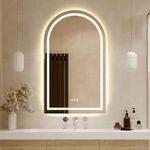 Simplus LED Bathroom Vanity Mirror Arch Mirrors Wall Light Vanity Shower Bathroom Make up Mirrors with Anti Fog Smart Touch Switch Backlit and Front Light, 60x100cm