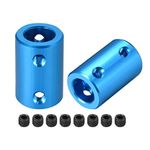 uxcell 10mm to 10mm Bore Rigid Coupling Set Screw L25XD16 Aluminum Alloy,Shaft Coupler Connector,Motor Accessories,Blue,2pcs