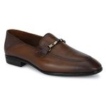 egoss Luxe Premium Genuine Leather Loafer Formal Shoes for Men (Tan-8)-AS-1