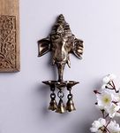 eCraftIndia Ganesh Deepak with Bell Brass Wall Hanging (11 cm x 8 cm x 24 cm, Brown)