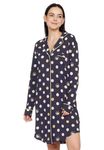 EX M&S Women Soft Nighties V-Neck Button Down Nightdress Classic Boyfriend Style Sleepshirt Relaxed Nightshirt Sleepwear (Navy, M)