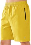 NORTHYARD Men's Athletic Running Shorts Quick Dry Workout Shorts Lightweight Sports Gym Basketball Shorts Hiking Exercise Yellow-7 inches 2XL