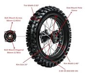 Rim and Tire Set - Front 14" (1.40x14), 15mm Axle, Black Rim with 2.50-14 (60/100-14) Tire, Disc Brake Compatible for 50cc-250cc Dirt Bikes/Pit Bikes