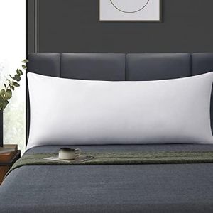 LOSAFEFE 100% Cotton Zippered Body Pillow Cover, Super Soft & Breathable Body Pillow Pillowcase with Zipper, White Body Pillow Case Cover 20x54 Inches, 1 Pack