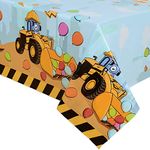 WERNNSAI Truck Table Covers - 1PC Truck Party Decorations Disposable Plastic Tablecloth for Boys Birthday Party Supplies Dump Truck Tablecloth Themed Party Decor 108'' x 54''