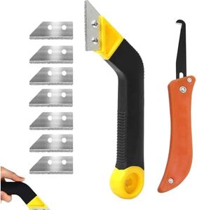 8 Pcs Pro Grout Scraping Rake Tool, Grout Removal Tool with 6 Pcs Replacement Accessories, Saw Angled Grout Scraping Rake for Tile Cleaning, Grouting Tool Efficient Removal
