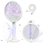 Bug Zapper Electric Swatter, 4000V Foldable Racket, Fly Swatter Fly Zapper Dual Mode 3-with Attractant Light for Kitchen, Garden Indoor and Outdoors