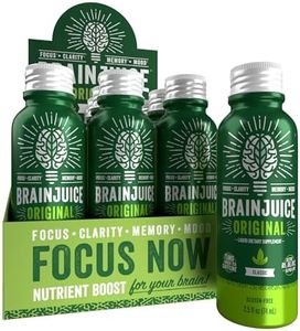 BrainJuice Focus & Energy Drink Shots, Nootropics with Alpha GPC, B Vitamins & Organic Green Tea Caffeine, Supports Focus, Memory & Clarity, Non-GMO, Gluten Free, Classic, 2.5 fl oz, 12 Pack