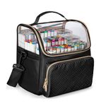 Rexmica Large Marker Organizer Case for 180 Markers, Marker Storage Bag for Markers, Paint Brushes, Colored Pencils or Other Art Supplies with Dividers and Shoulder Strap, Black