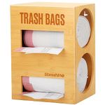 Libreshine 2 In 1 Extra Large Garbage Bag Dispenser Roll Holder, Fits Kirkland Large Roll of Trash Bag Storage Organizer, Wall Mount Bamboo Garbage Bag Holder for 2 Rolls (2-Slots(Large))