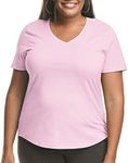 JUST MY SIZE womens Short Sleeve V-