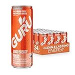 Guru Organic Energy Drink - Peach Mango Punch with Theanine - Healthy Energy - Plant Based ingredients - Only 50 calories - 355 ml (Pack of 24)