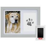 Navaris 2-in-1 Paw Print Kit for Dogs & Cats - Easy-to-Use Pet Memorial Gift - Dog, Cat Loss or Bereavement Gifts - Sturdy Grey Print & Photo Frame & Ink Pad