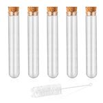 Ackers 20pcs 50ml Glass Test Tubes 25x150mm with Cork Stoppers | a Nylon Brush for Science Lab, Party, Bath Salt and Candy Storage