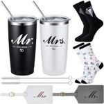 Layhit 6 Pcs Wedding Gifts Engagement Gifts for Couples 20 oz Mr and Mrs Tumbler Couple Socks Luggage Tags for Men Women Newlywed Bridal Shower Honeymoon Anniversary Christmas 2024 His and Hers Gifts