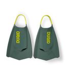 Arena Unisex Adult Powerfin Pro II Swim Training Fins Men and Women Silicone Short Blade Flippers Left/Right Customized, Sage/Arctic Lime, Size 7.5-9