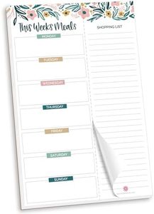 bloom daily planners Weekly Meal Planning Pad - Magnetic Hanging Refrigerator Menu Planner With Tear-Off Sheets & Perforated Grocery Shopping Lists - 6x9 (Garden Blooms)