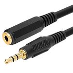 Cmple 3.5mm 1/8" Stereo Audio Aux Headphone Cable Extension Cord Male to Female 12 Feet, Black (409-N)