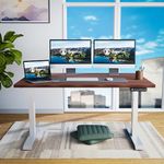 ErgoYou - Premium Electric Height Adjustable Standing Table - Heavy Duty - Dual Motor 2 Stage - 150 Kgs Max Weight Capacity - E2 Series - Ergonomic Sit Stand Desk (Walnut: 59 X 29.5 Inches)