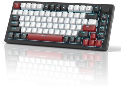 75% Mechanical Gaming Keyboard, Compact Blue Backlit Wired Gaming Keyboard with Red Switches, EVA Foam, Knob Control, MageGee STAR75 Portable NKRO PC Gaming Keyboard - Black & White