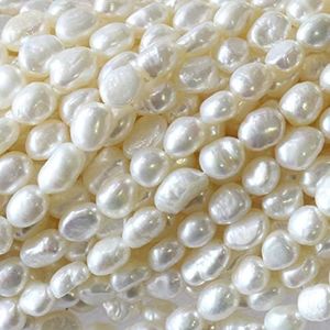 Tacool Natural Genuine Freshwater Cultured Pearl Free Size Jewelry Making Loose Beads, White, White 6-8mm