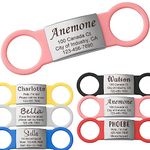 Anavia Slide On Silent Pet ID Tags, S/M/L/XL Personalized Multi-Color Silicone Band Cat Dog Name Tags, Customized Engraved Stainless Steel, Chew-Proof Quiet Dog Collar Tags (Large, Pink)