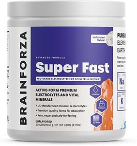 Brain Forza Super Fast Keto Electrolytes for Fasting - Premium Electrolytes, No Sugar or Flavoring w/Potassium, Sodium, Magnesium, Calcium, Iron, Pink Himalayan Salt, (30srv, Unflavored)