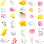 Mochi Squishy Toys for Party Bag Fillers,30Pack Moochies Squishy Animals Mini Moji Fidget Toy Small Mochi Squishes Toys Fidget,Small Prize Bag Fillers for Kids Girls Boys Party Favors/Classroom Prizes