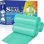 Biodegradable Garbage Bags 30 Liter, 60 Counts Heavy Duty Trash Bags, Extra Thick 1 Mils Strong Bin Liners, Compost Bags for Lawn, Kitchen, Outdoor (60×71cm, Medium Aquamarine)