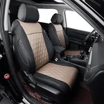 EKR Forester Seat Covers Custom Fit for Subaru Forester 2014 2015 2016 2017 2018(Not for Base), Leather Seat Covers for Cars,SUV Full Set,Faux Leather(Sand Beige/Black)