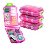 M MUchengbao 4PS Pill Organizer Travel Pill Box，Portable Folding Small Pill Case Daily Pill Box Organizer Pill Container Used for Purse Storage Vitamin Fish Oil Pills Etc Medication Organizer (Pink)