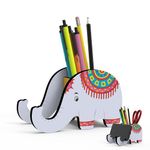 Wooden Pen Stand with Mobile Phone Holder with Pencil Stand Elephant shape Wooden Pencil Holder Elephant Design Stylish Office Accessories for Office Table Study Table Home Decor