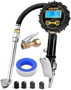 AZUNO Digital Tire Inflator with Pressure Gauge, 200 PSI, Heavy Duty Air Compressor Accessories, w/Rubber Hose Lock on Air Chuck and Quick Connect Coupler