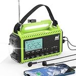 Emergency Weather Radio,Solar Hand Crank Radio Rechargeable with 7 NOAA Stations & AM/FM/Shortwave,Reading Lamp and Flashlight, SOS,USB Charging Port, Earphone Jack, Portable Radio for Survival