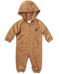 Carhartt baby-boys Hooded Coverall, Fleece Carhartt Brown, 3 Months