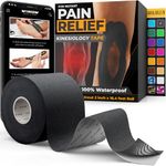 Kinesiology Tape-Incredible Support for Athletic Sports and Recovery+Free Taping Guide-Uncut 2 inch 16.4 feet Roll (Midnight Black + Free Taping Guide, Pack of 1)