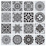 nuoshen 16 Pcs Reusable Stencils, Mandala Stencils Laser Cut Painting Template Stencil for DIY Walls Art Scrapbook