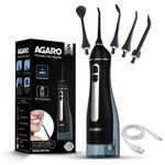 AGARO Ultra Plus Dental Flosser for teeth, Portable, Cordless & Rechargeable, 4 Cleaning Modes, IPX7 Waterproof, 300ml Water Tank, Flossing at Home & Travel, Oral Flosser, Oral Irrigator Black