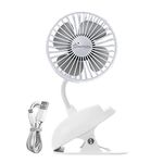 Dreambaby Pram Fan - USB, Tripod Clip on Fan, Stroller Fan for Babies, Handheld Fan, Desk Fan, Portable Fan. Deluxe Caged USB Fan. Cooling Fan for Stroller, Car Seat, Cot, Desk, Gym (White)