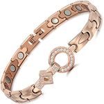 Rainso Elegant Womens Titanium Steel Health Magnetic Therapy Bracelets Pain Relief for Arthritis Adjustable (Rose Gold)