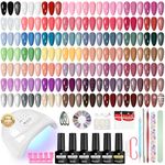 VANREESA Gel Nail Polish Set with U V Lamp, 55 Colours Gel Nail Kit Pink Red Brown Purple U V Gels Polish Nails Kit with Base and Top Coat Manicure Tools Salon Set DIY at Home Gifts for Women